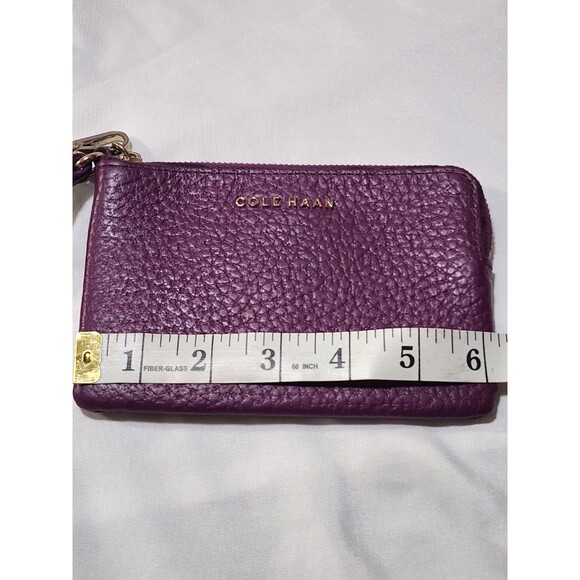 Cole Haan Adeline Pebbled Leather Wristlet Pouch Violet Zip Top Wallet - Picture 6 of 10